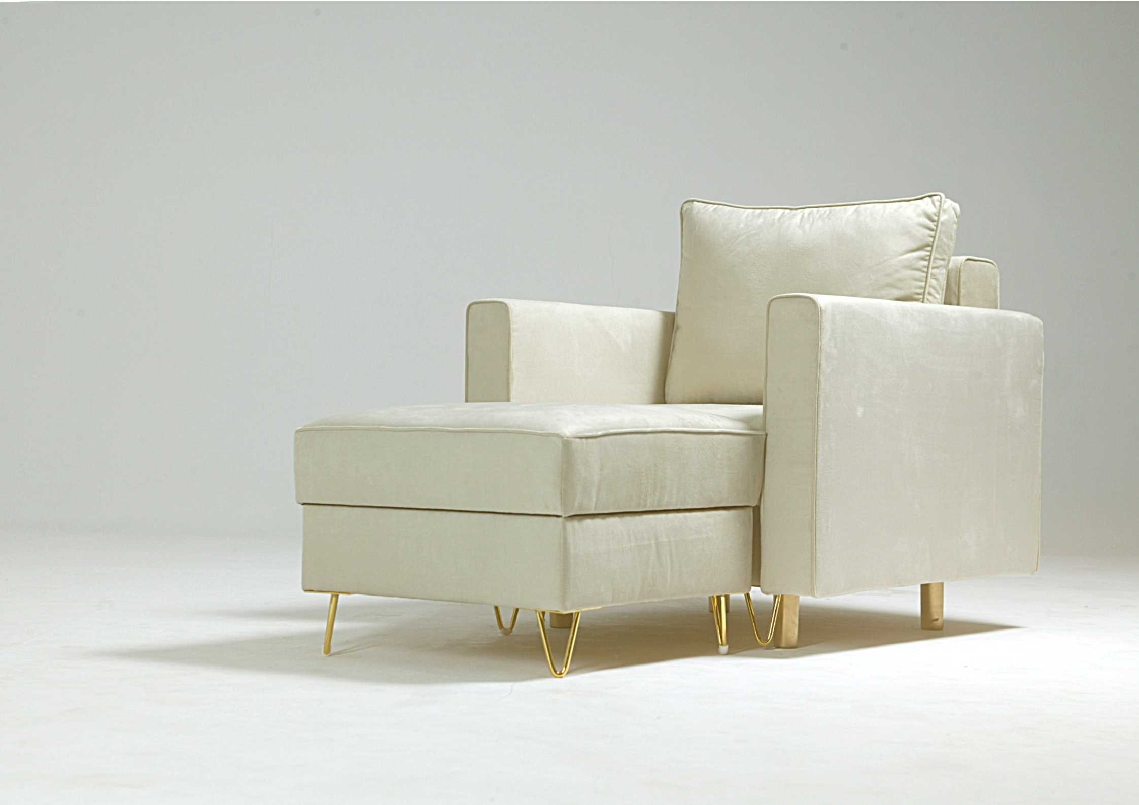 Fotel na złotych nogach DES rozkładany